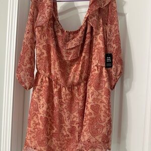 Express Pink Ruffled 3/4 Sleeve Romper Size XL